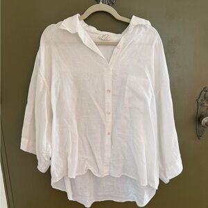 Deiji Women's White Button-Up Blouse - Linen